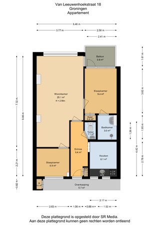 Floorplan - Van Leeuwenhoekstraat 18, 9727 JJ Groningen